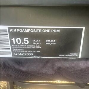 Nike Air Blue mirror Foamposite One PRM in Metallic Silver and Black